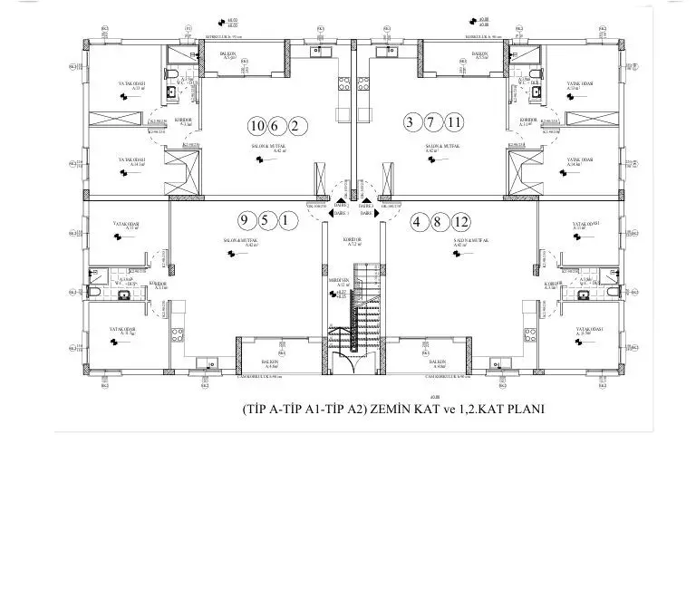 Berçem İnşaat Lavin Projesi Kıbrıs Tip A zemin ve üst katlar mimari planları