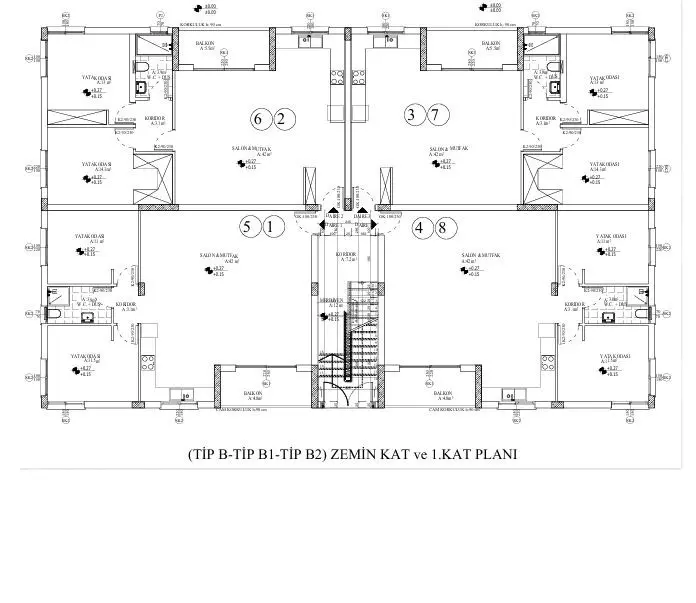 Kıbrıs Lavin Projesi Berçem İnşaat Tip B zemin ve 1. kat mimari planı