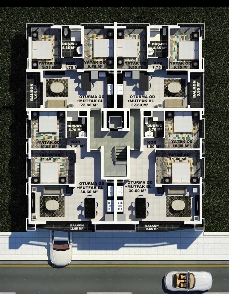 Berçem İnşaat Berçem Park Projesi Kıbrıs detaylı mimari plan